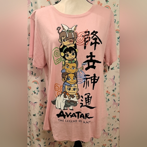 Y2K Avatar Anime Pink Graphic Short Sleeve Lounge Japan Plus Tee Shirt SZ XL - Picture 1 of 4